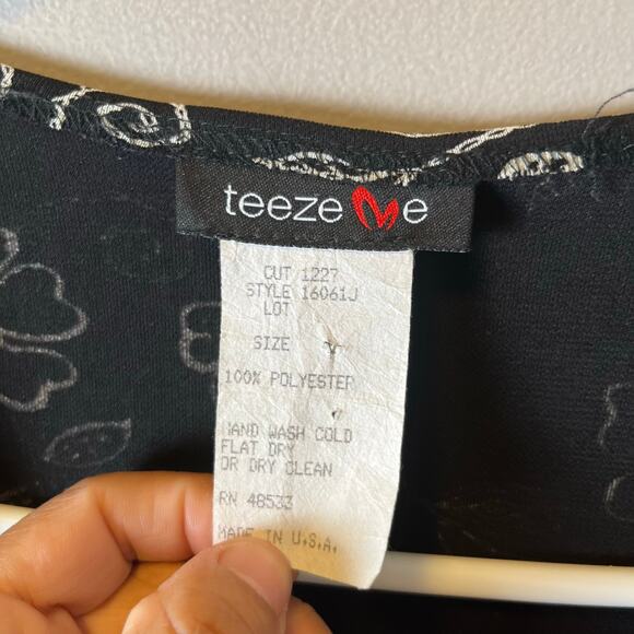 Vintage Y2K Black Floral Midi Dress Ruched Waist Sleeveless Romantic Soft Goth S - Picture 4 of 6